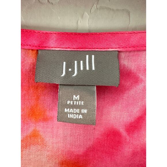 J. JILL Tunic Top Tie Dye Cotton Embroidered Boho Peasant Blouse | Petite Medium - Picture 6 of 8